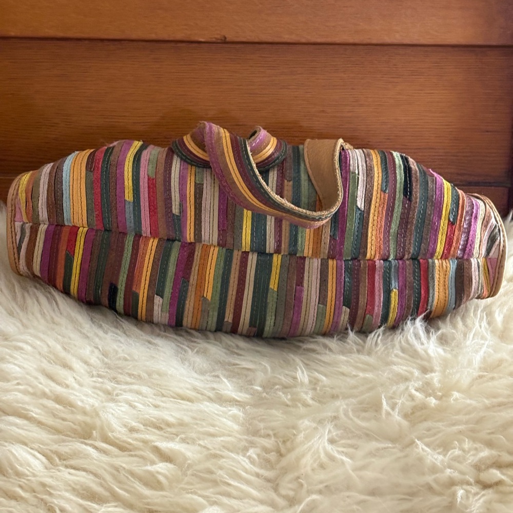 Lucky Brand Multicolor Striped Leather Shoulder Bag - Tan Trim - Picture 5 of 7
